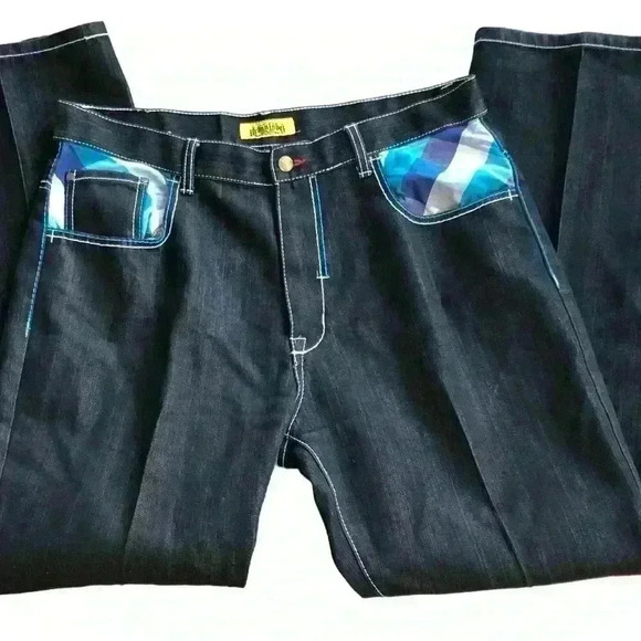 Urban Label Jeans mens 38x34 high rise Y2K Hip Hop Skater black flaw - Picture 8 of 15